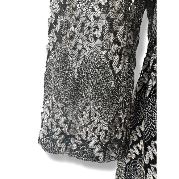 Black Silver Crocheted 1-Piece‎ Jacket Dress Size 18W 2X Mother Bride Groom Plus - Picture 3 of 9